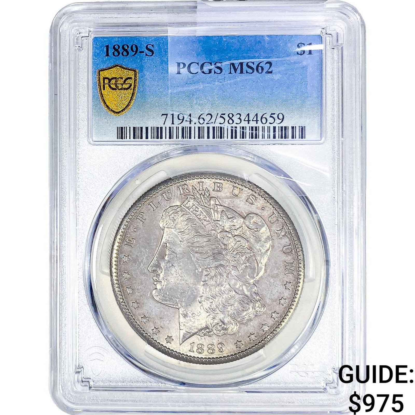 1889-S Morgan Silver Dollar PCGS MS62: 1889-S Morgan Silver Dollar PCGS MS62