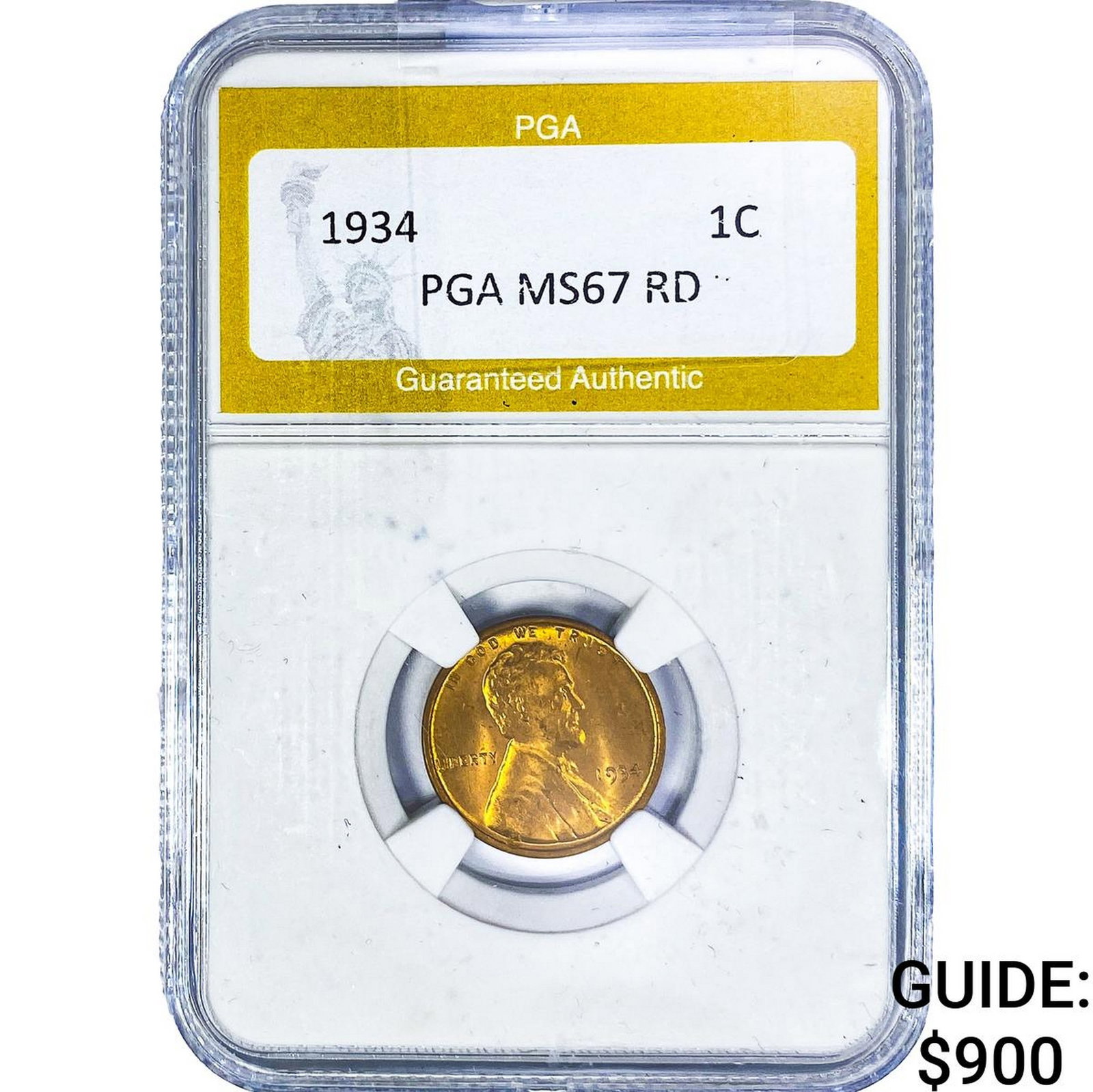 1934 Wheat Cent PGA MS67RD: 1934 Wheat Cent PGA MS67RD
