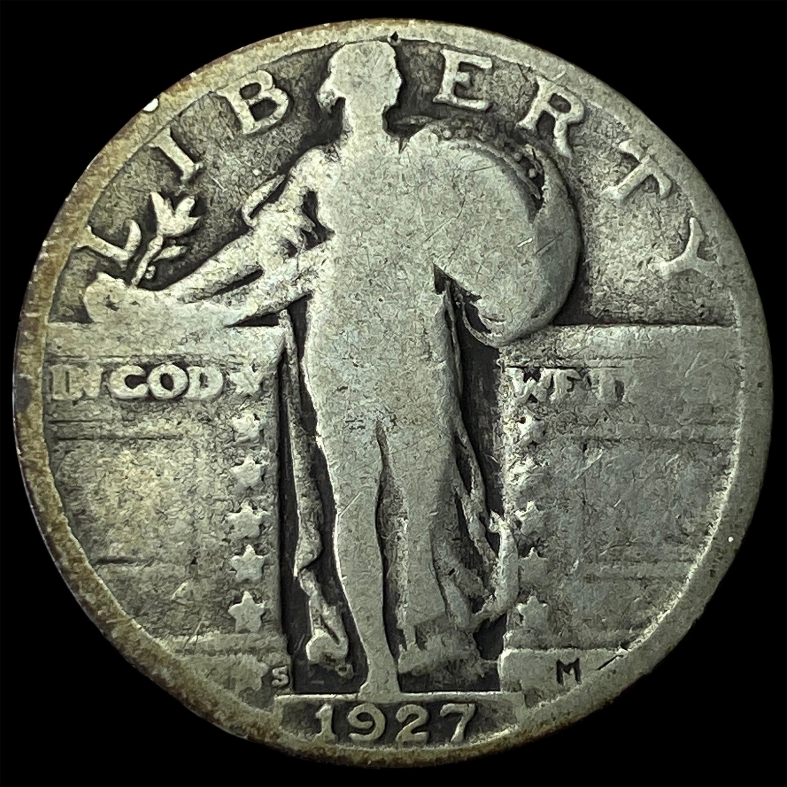1927-S Silver Standing Liberty Quarter LIGHTLY CIRCULATED: 1927-S Silver Standing Liberty Quarter LIGHTLY CIRCULATED