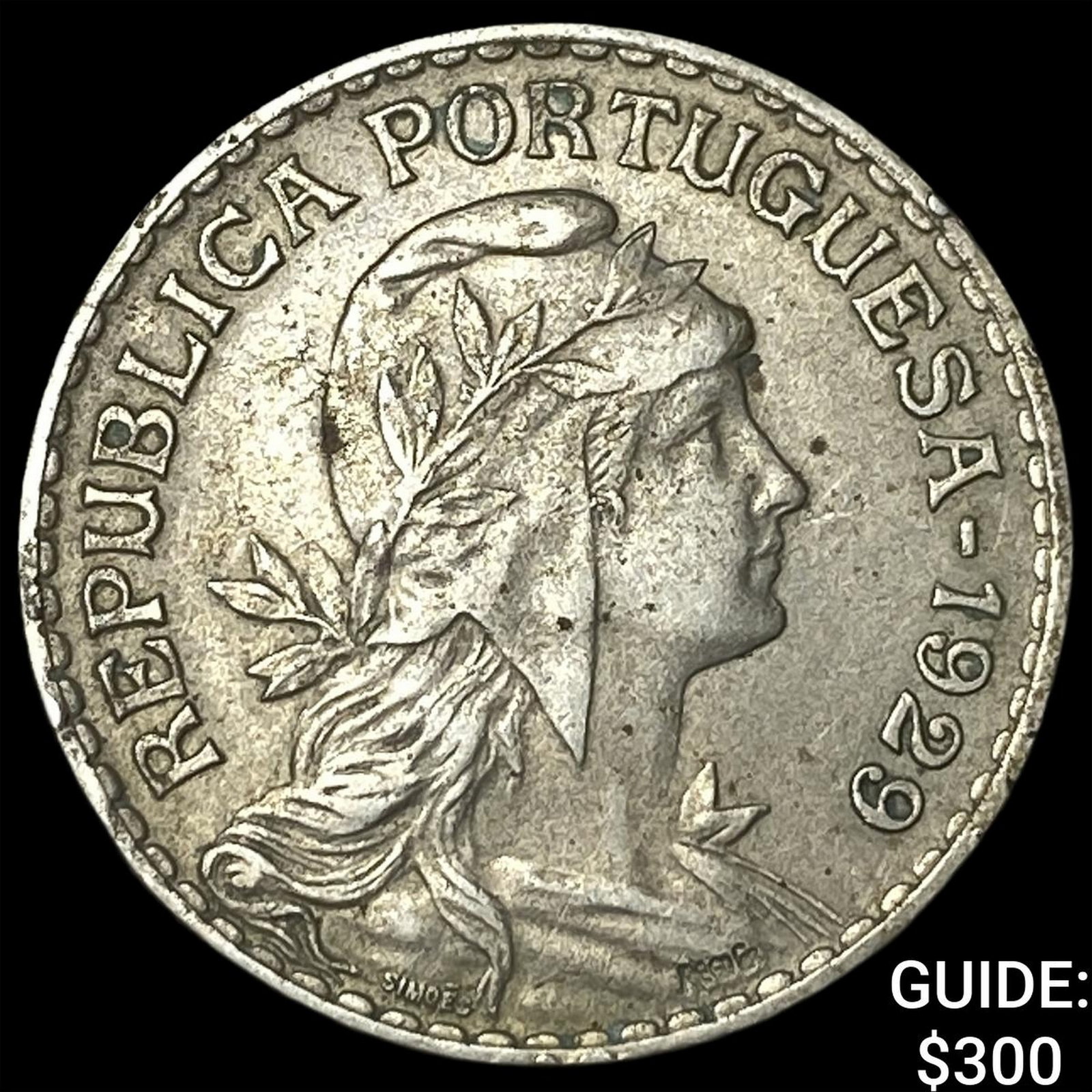 1929 Portugal Copper Nickel 1 Escudo: 1929 Portugal Copper Nickel 1 Escudo