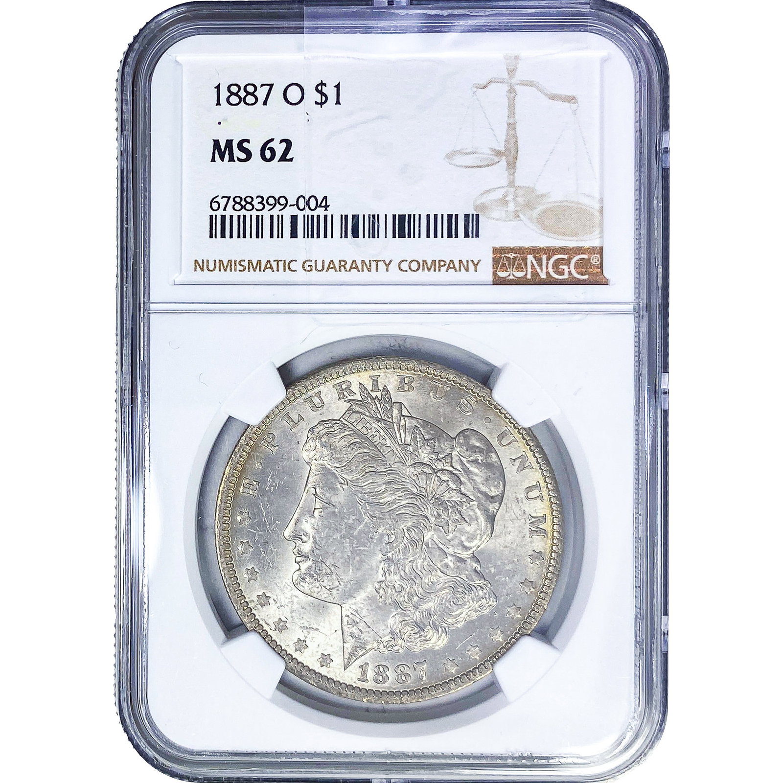1887-O Morgan Silver Dollar NGC MS62: 1887-O Morgan Silver Dollar NGC MS62