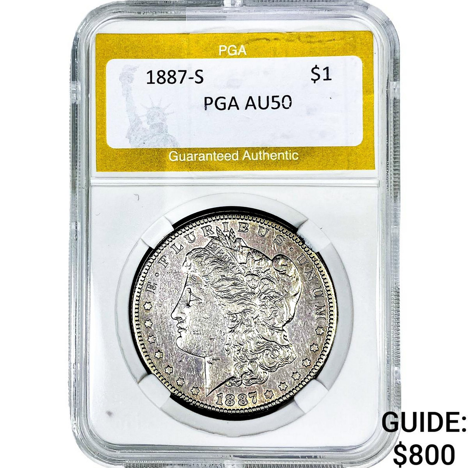 1887-S Morgan Silver Dollar PGA AU50: 1887-S Morgan Silver Dollar PGA AU50