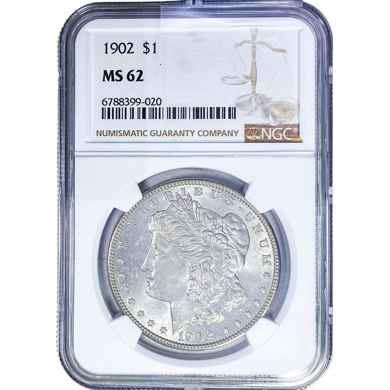 1902 Morgan Silver Dollar NGC MS62: 1902 Morgan Silver Dollar NGC MS62
