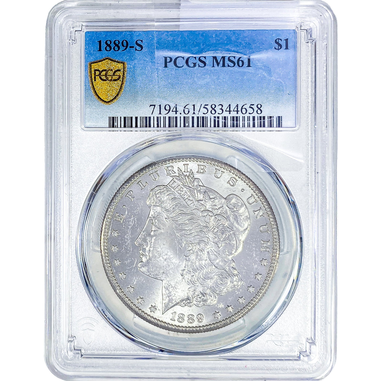 1889-S Morgan Silver Dollar PCGS MS61: 1889-S Morgan Silver Dollar PCGS MS61