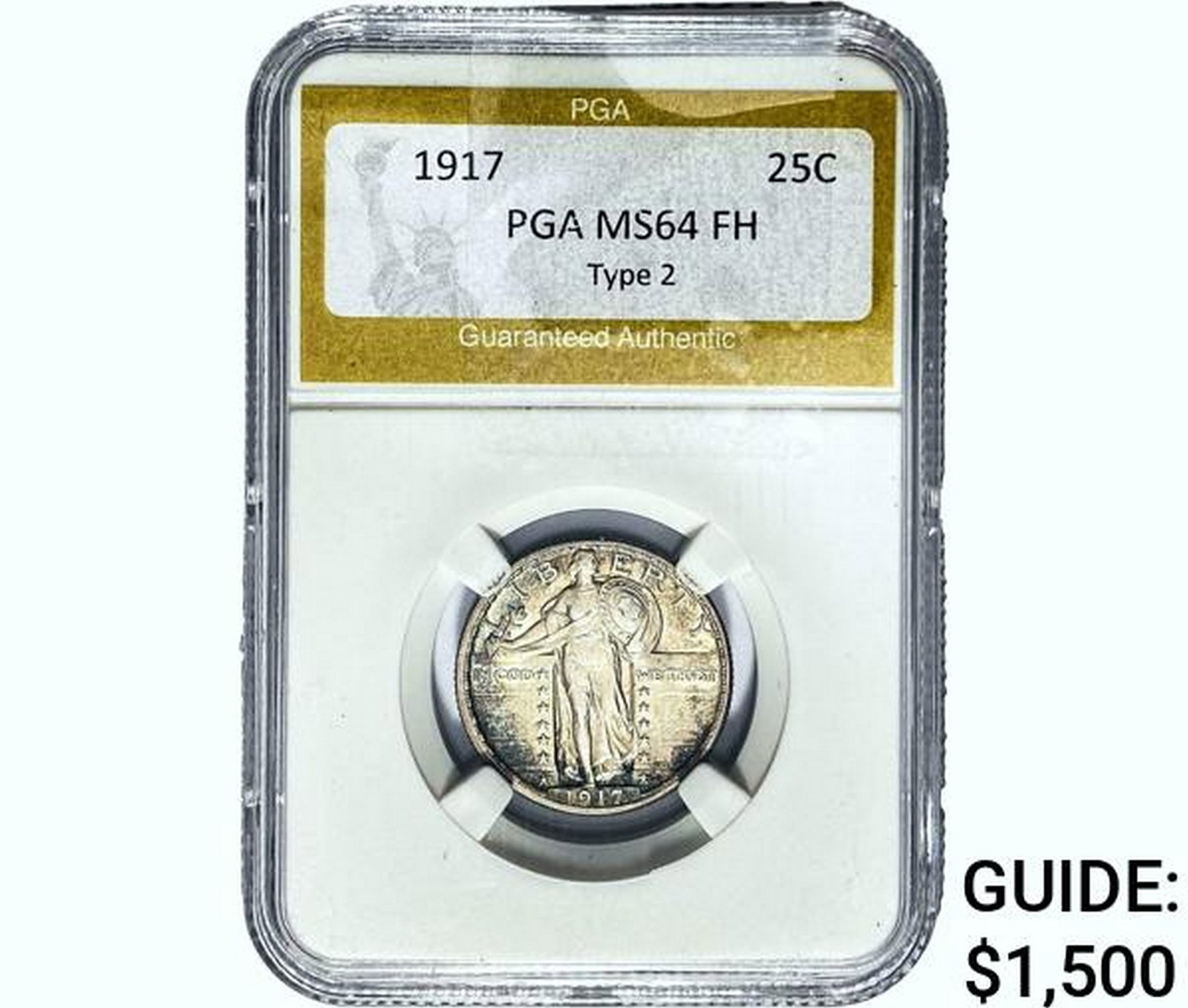 1917 Standing Liberty Quarter PGA MS64 FH TY 1: 1917 Standing Liberty Quarter PGA MS64 FH TY 1