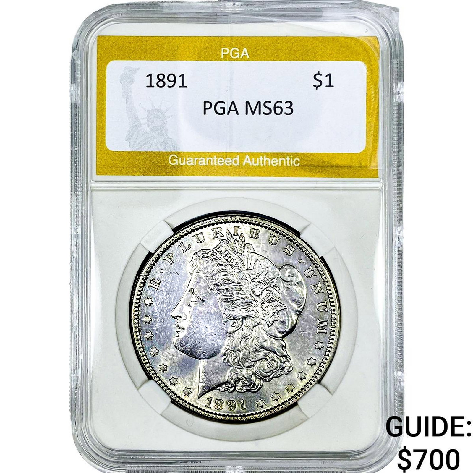 1891 Morgan Silver Dollar PGA MS63: 1891 Morgan Silver Dollar PGA MS63