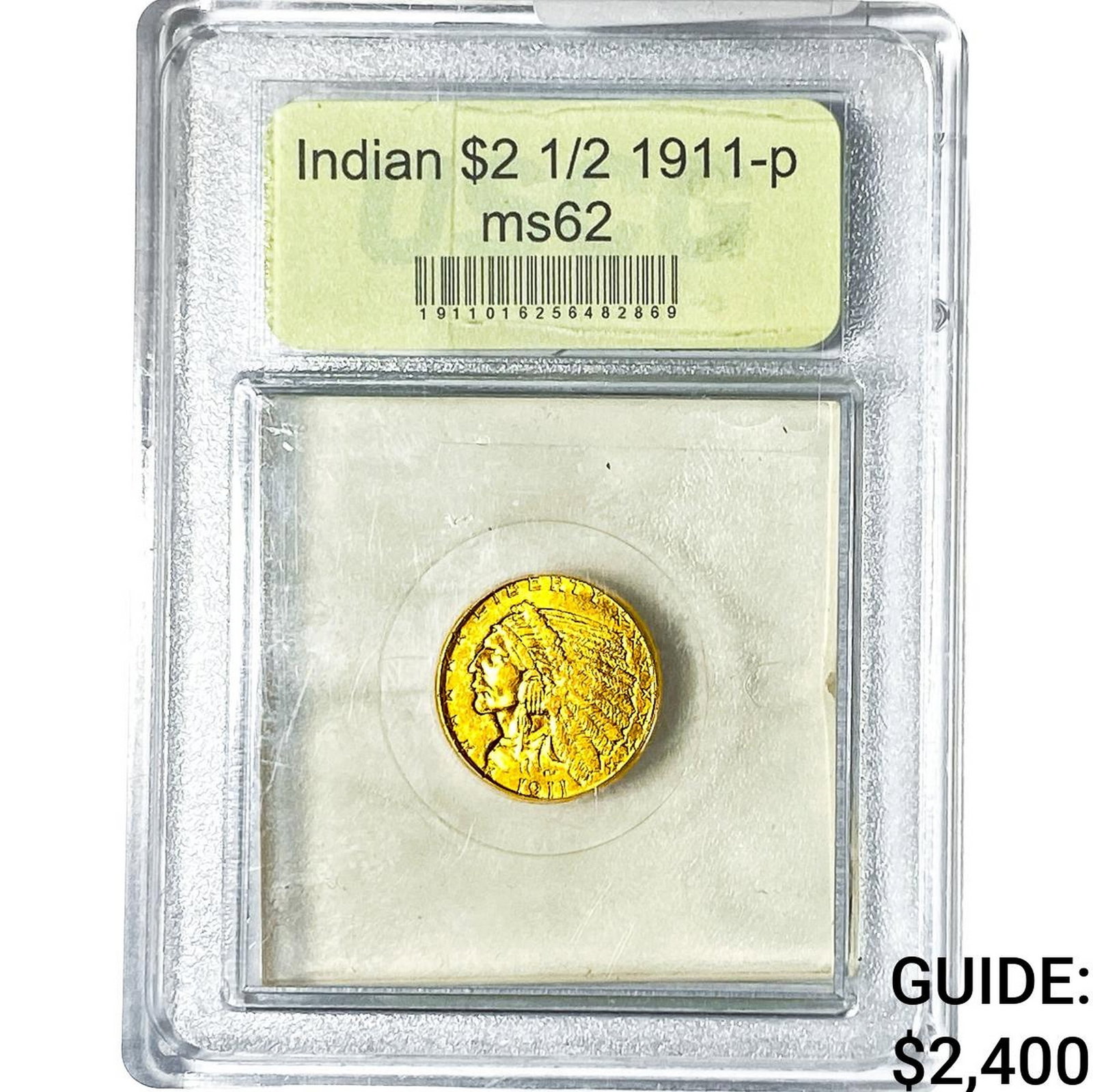 1911 $2.50 Gold Quarter Eagle USCG MS62: 1911 $2.50 Gold Quarter Eagle USCG MS62