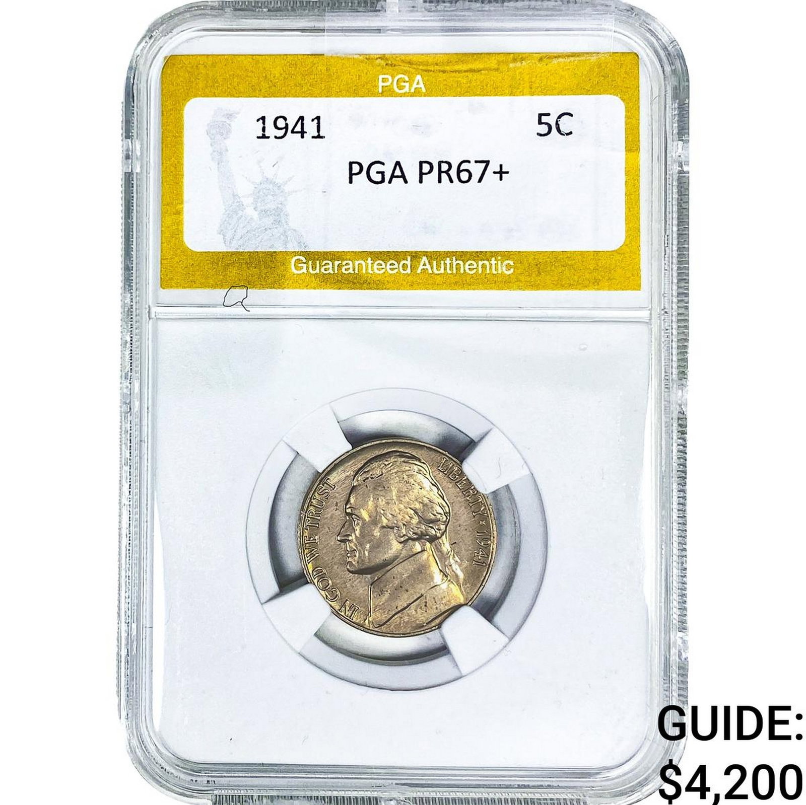 1941 Jefferson Nickel PGA PR67+: 1941 Jefferson Nickel PGA PR67+