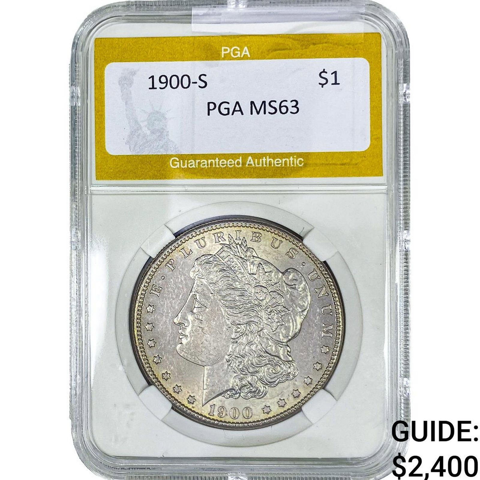 1900-S Morgan Silver Dollar PGA MS63: 1900-S Morgan Silver Dollar PGA MS63
