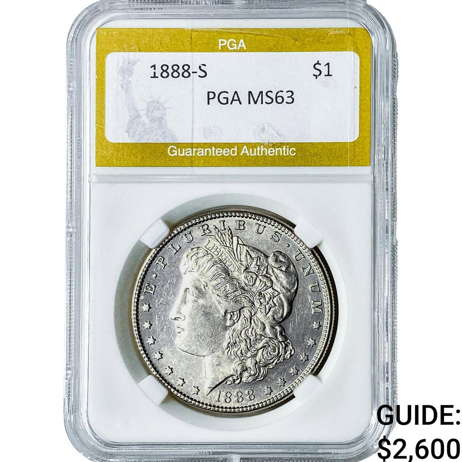 1888-S Morgan Silver Dollar PGA MS63: 1888-S Morgan Silver Dollar PGA MS63