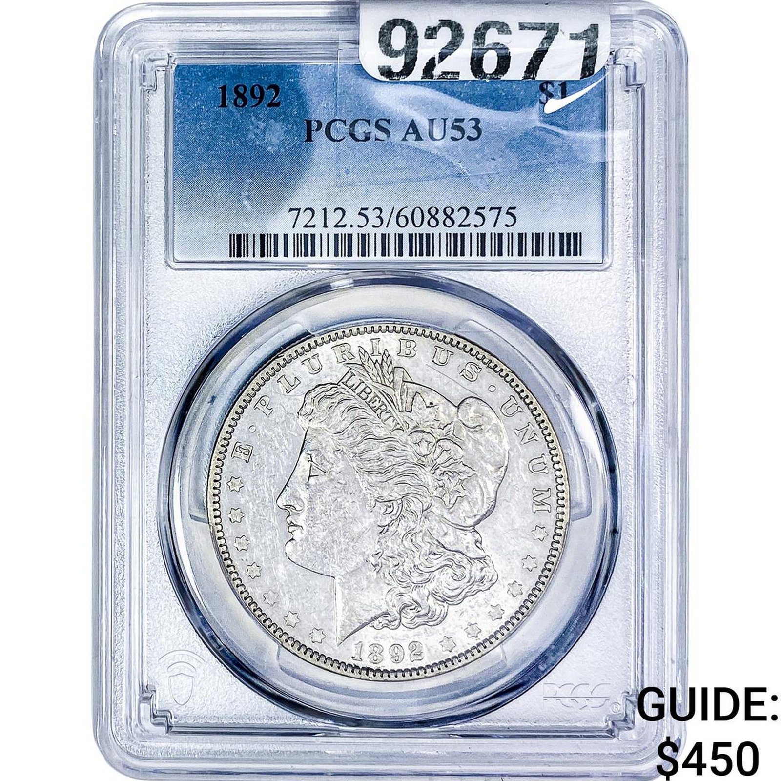 1892 Morgan Silver Dollar PCGS AU53 (1 of 2)