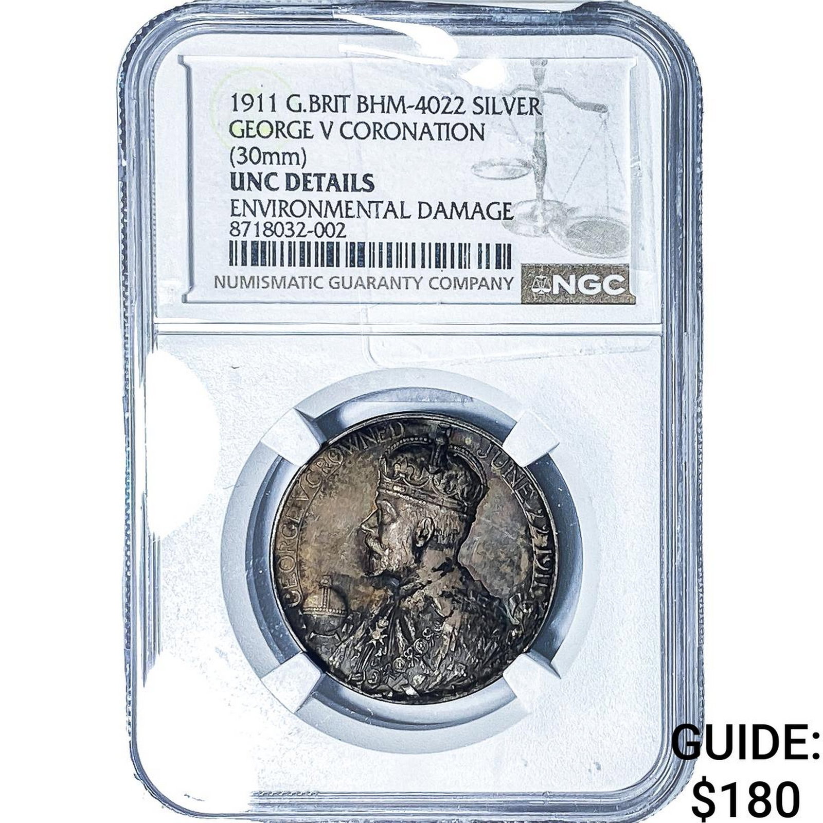 1911 George V Coronation Silver Medal NGC UNC Details (1 of 2)