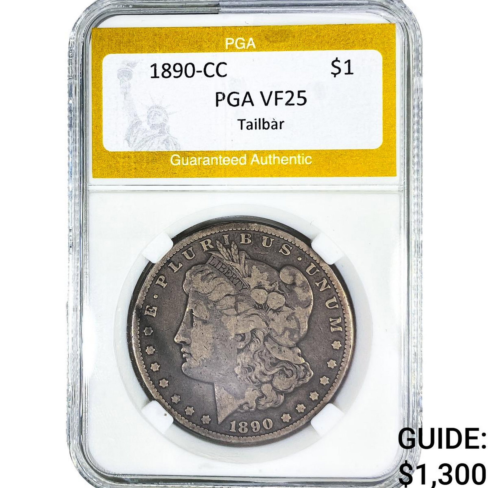 1890-CC Morgan Silver Dollar PGA VF25: 1890-CC Morgan Silver Dollar PGA VF25