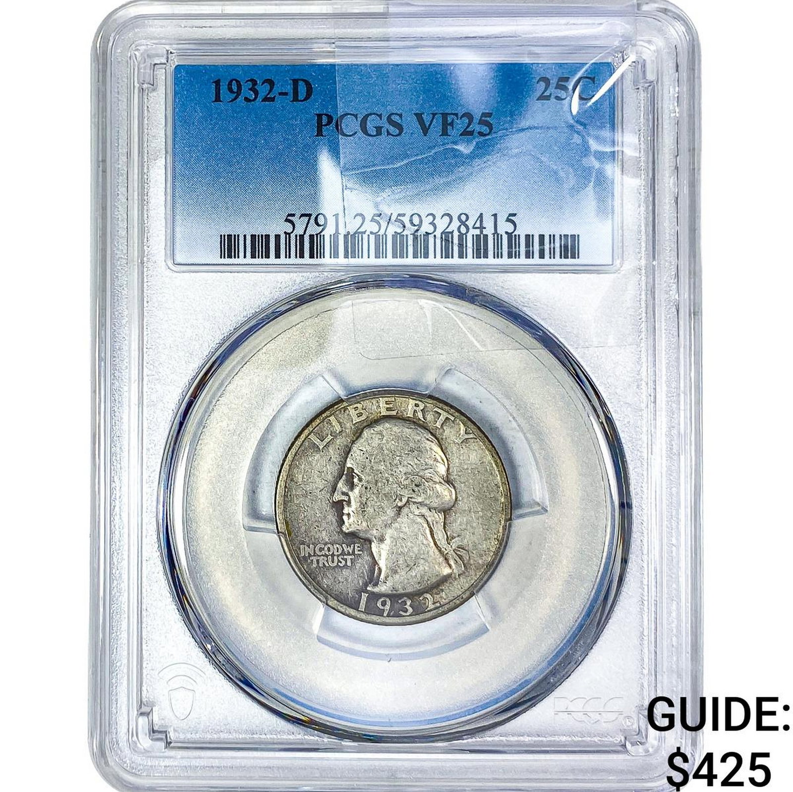 1932-D Washington Silver Quarter PCGS VF25: 1932-D Washington Silver Quarter PCGS VF25