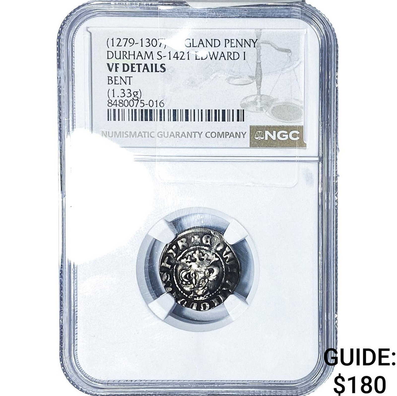 1279-1307 Medieval England Edward I Silver Penny NGC VF Details: 1279-1307 Medieval England Edward I Silver Penny NGC VF Details