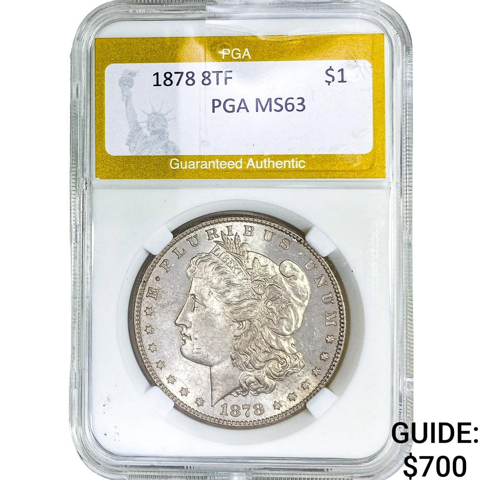 1878 8TF Morgan Silver Dollar PGA MS63: 1878 8TF Morgan Silver Dollar PGA MS63
