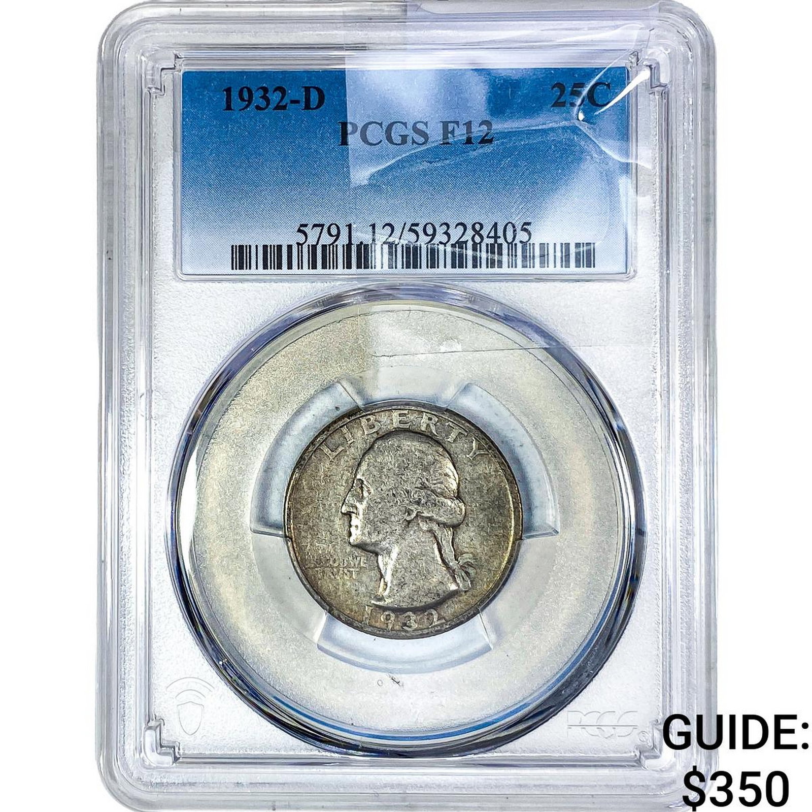 1932-D Washington Silver Quarter PCGS F12: 1932-D Washington Silver Quarter PCGS F12