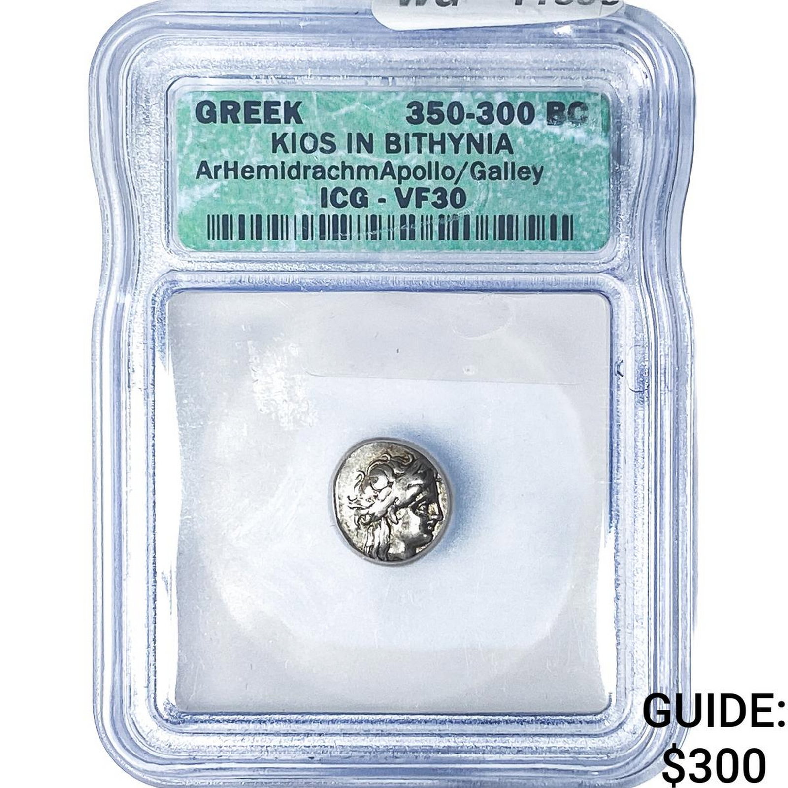 350-300 BC Ancient Greek, Kios Silver Hemidrachm ICG VF30: 350-300 BC Ancient Greek, Kios Silver Hemidrachm ICG VF30