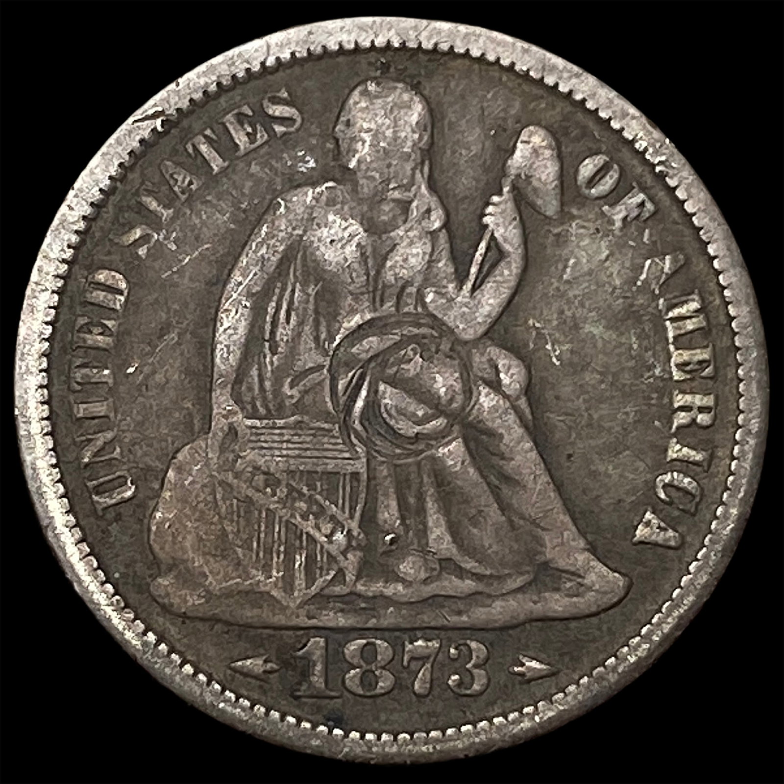 1873 Silver Dime Arrows CLOSELY UNCIRCULATED: 1873 Silver Dime Arrows CLOSELY UNCIRCULATED