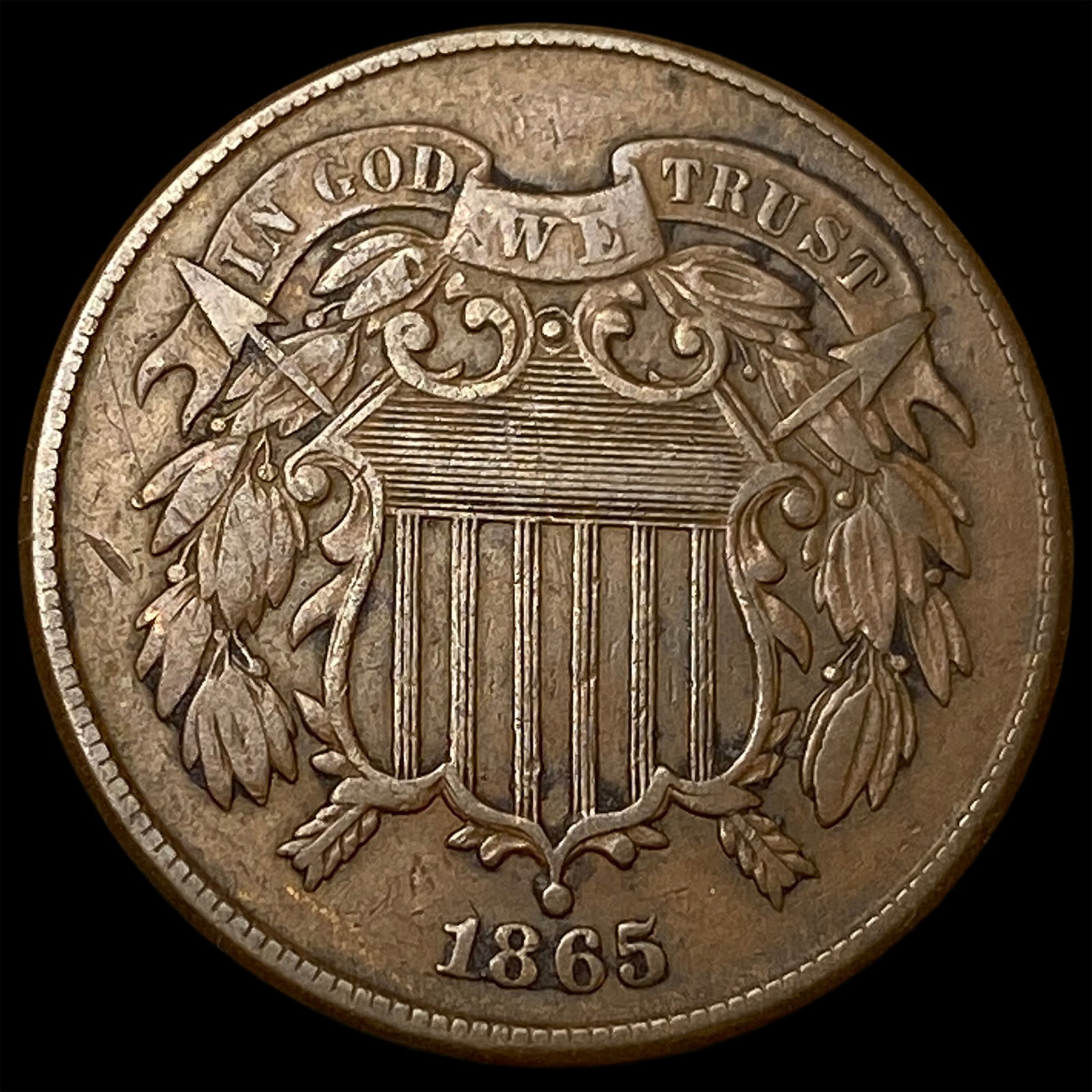 1865 Bronze Two-Cent Piece CLOSELY UNCIRCULATED (1 of 2)