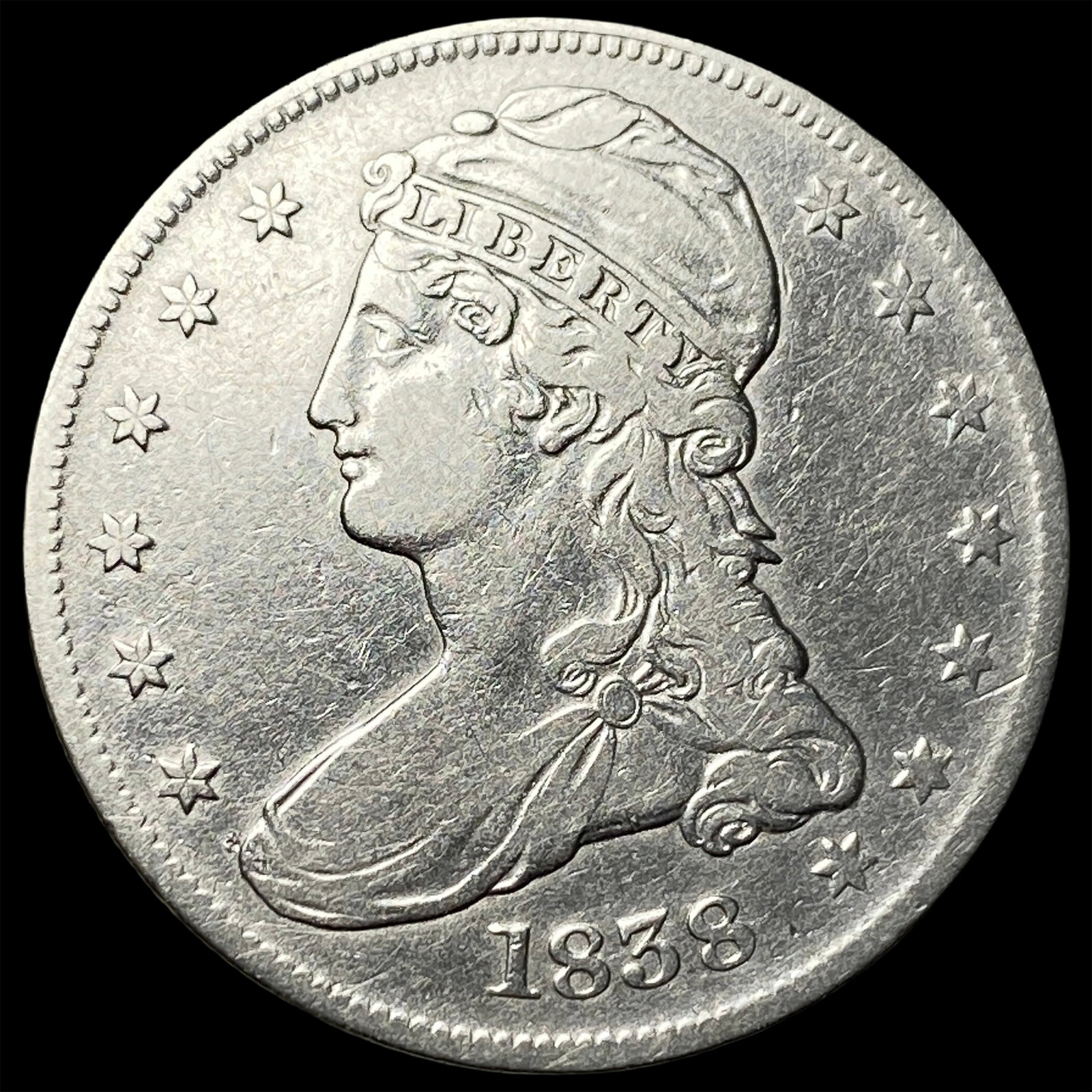 1838 Silver Half Dollar NEARLY UNCIRCULATED: 1838 Silver Half Dollar NEARLY UNCIRCULATED