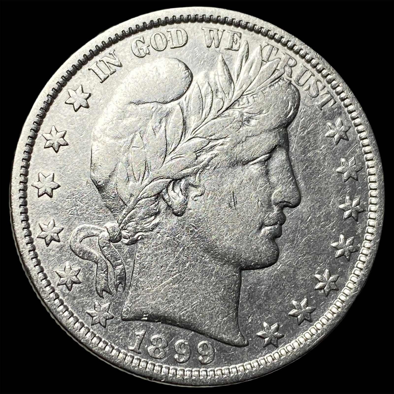 1899 Silver Half Dollar (Barber) NEARLY UNCIRCULATED: 1899 Silver Half Dollar (Barber) NEARLY UNCIRCULATED