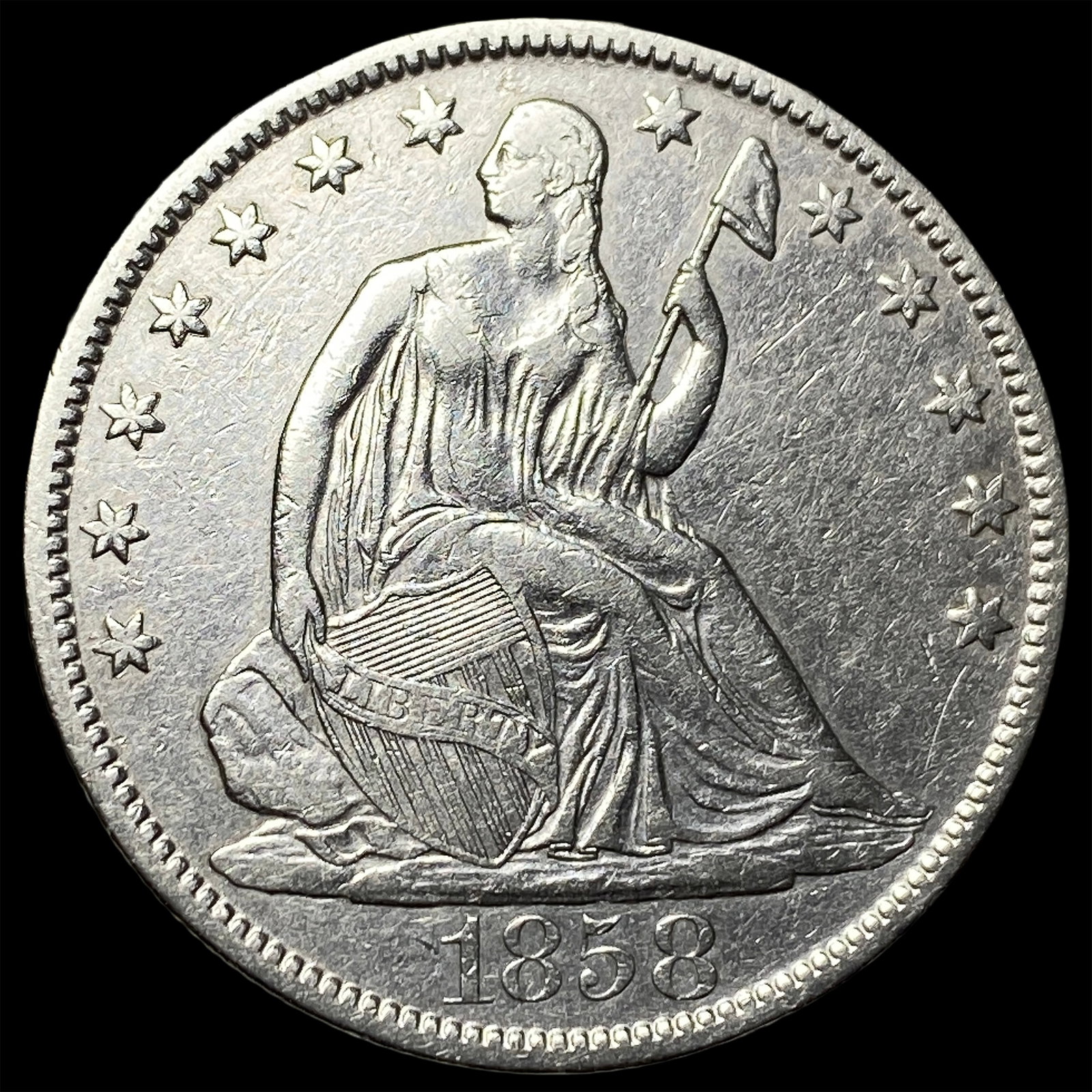 1858-O Silver Half Dollar UNCIRCULATED: 1858-O Silver Half Dollar UNCIRCULATED