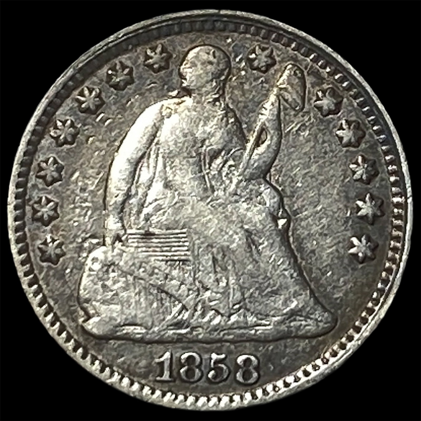 1858 Seated Liberty Half Dime LIGHTLY CIRCULATED: 1858 Seated Liberty Half Dime LIGHTLY CIRCULATED