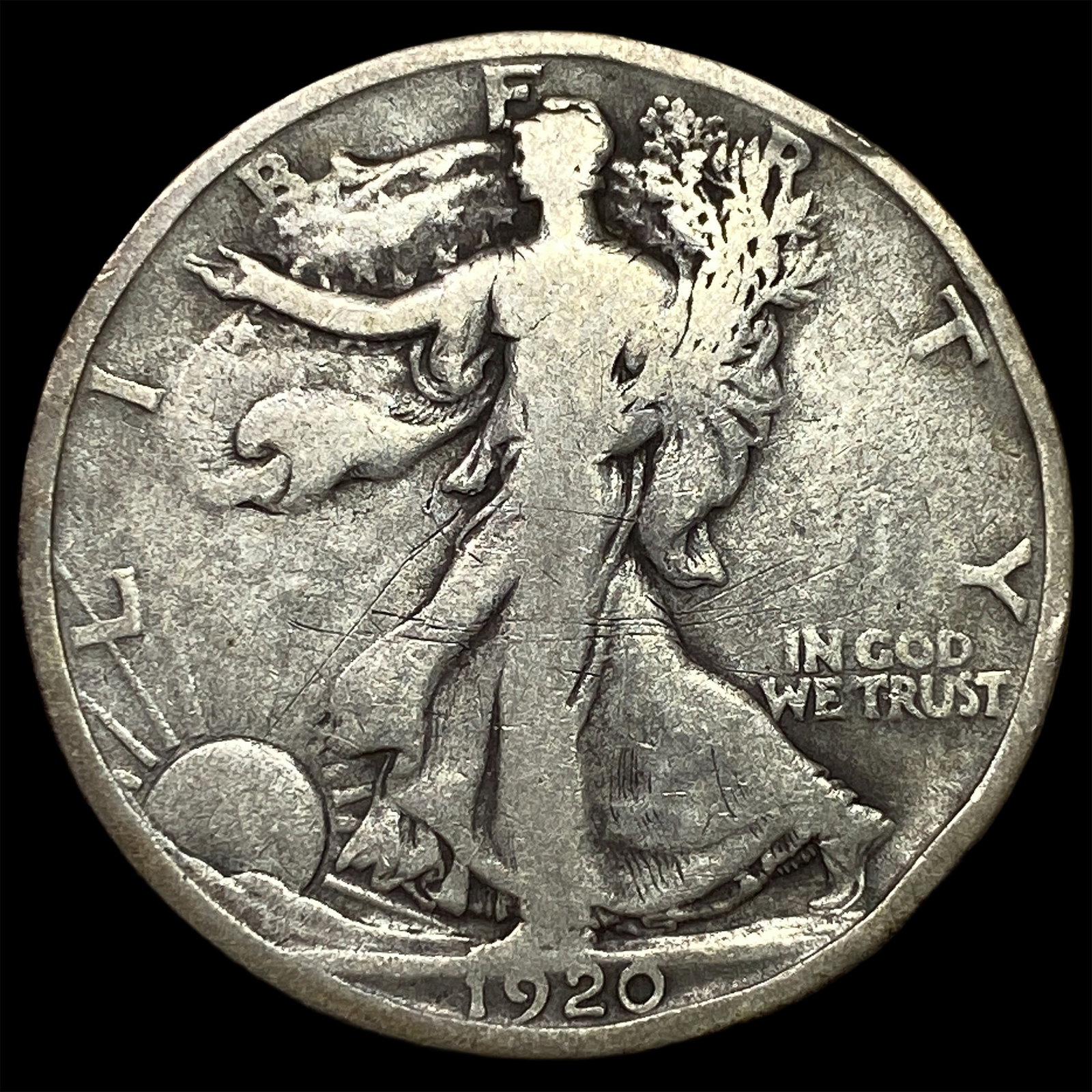 1920-D Silver Walking Liberty Half Dollar NICELY CIRCULATED: 1920-D Silver Walking Liberty Half Dollar NICELY CIRCULATED