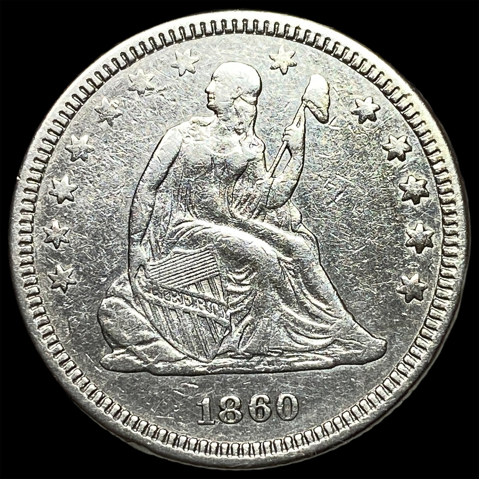 1860 Silver Seated Liberty Quarter UNCIRCULATED: 1860 Silver Seated Liberty Quarter UNCIRCULATED