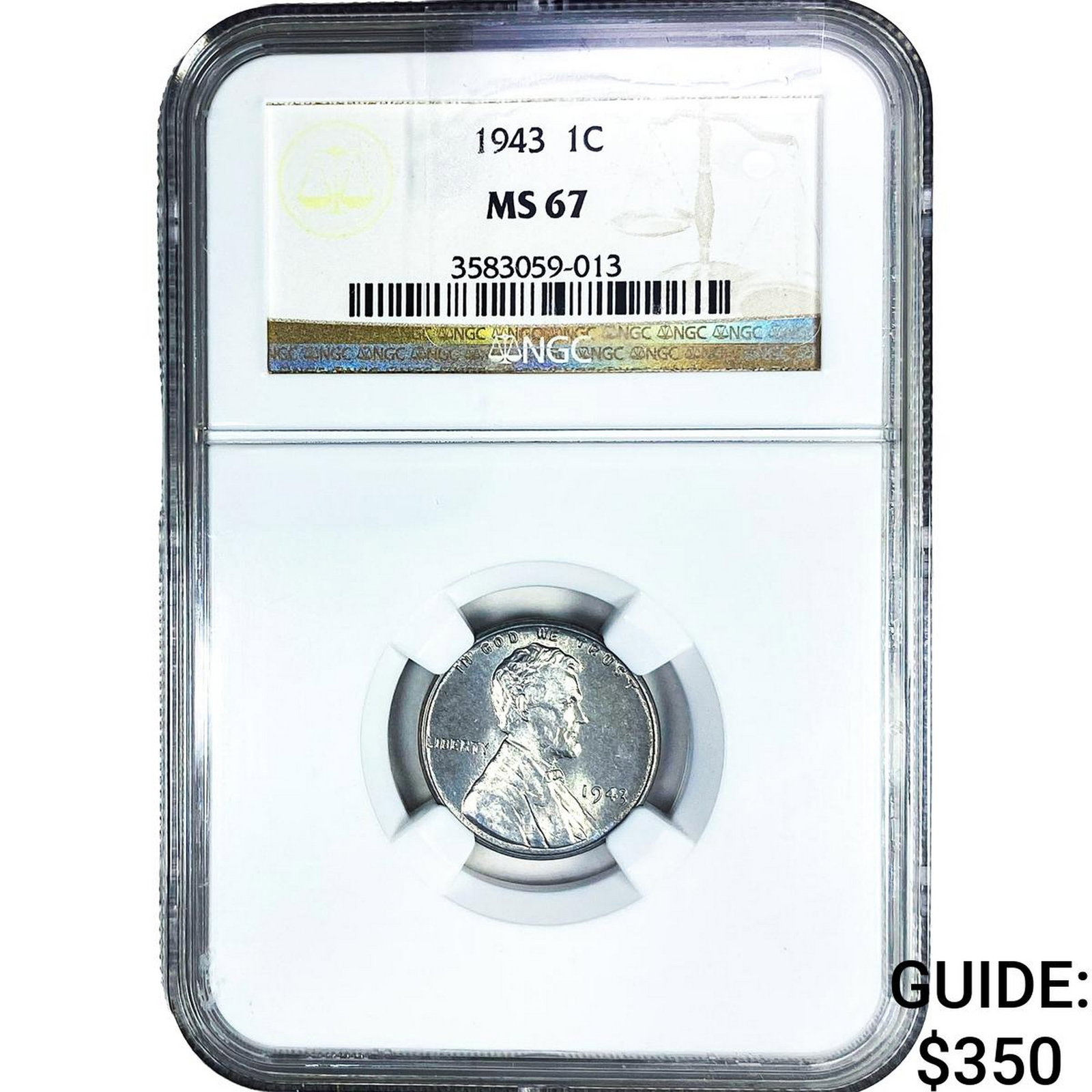 1943 Wheat Cent NGC MS67: 1943 Wheat Cent NGC MS67