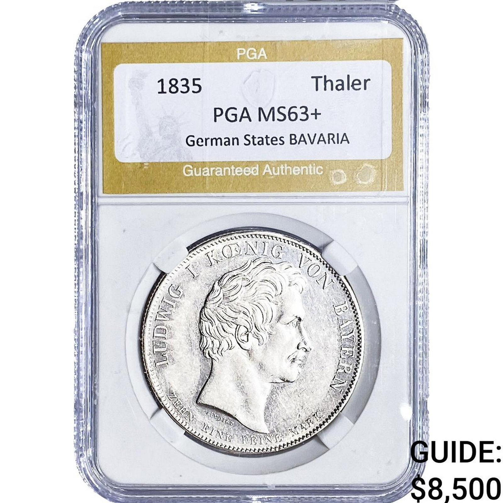 1835 German States BAVARIA Silver Thaler PGA MS63+ (1 of 2)