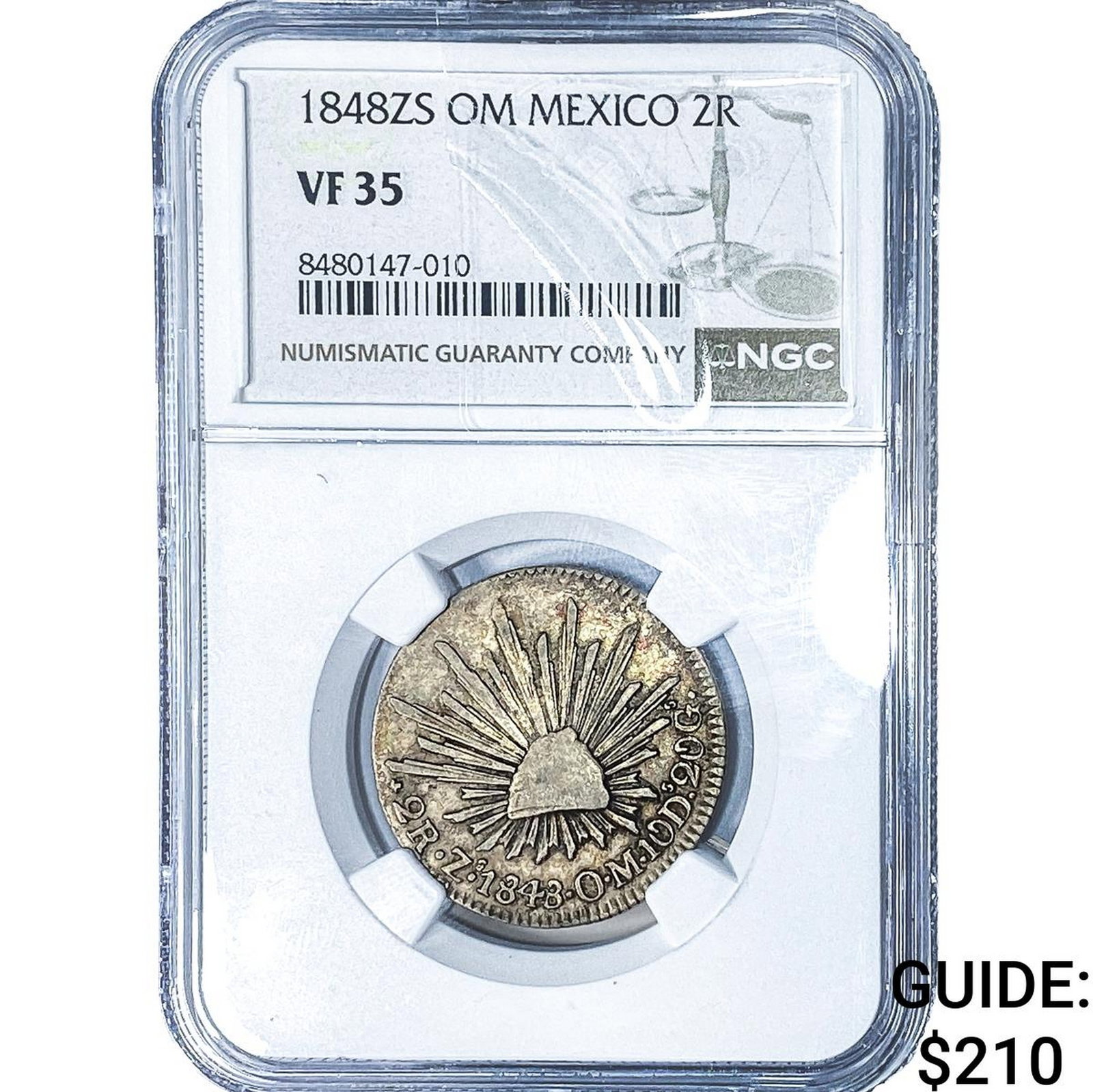 1848-ZS Mexico Silver 2 Reales NGC VF35 (1 of 2)