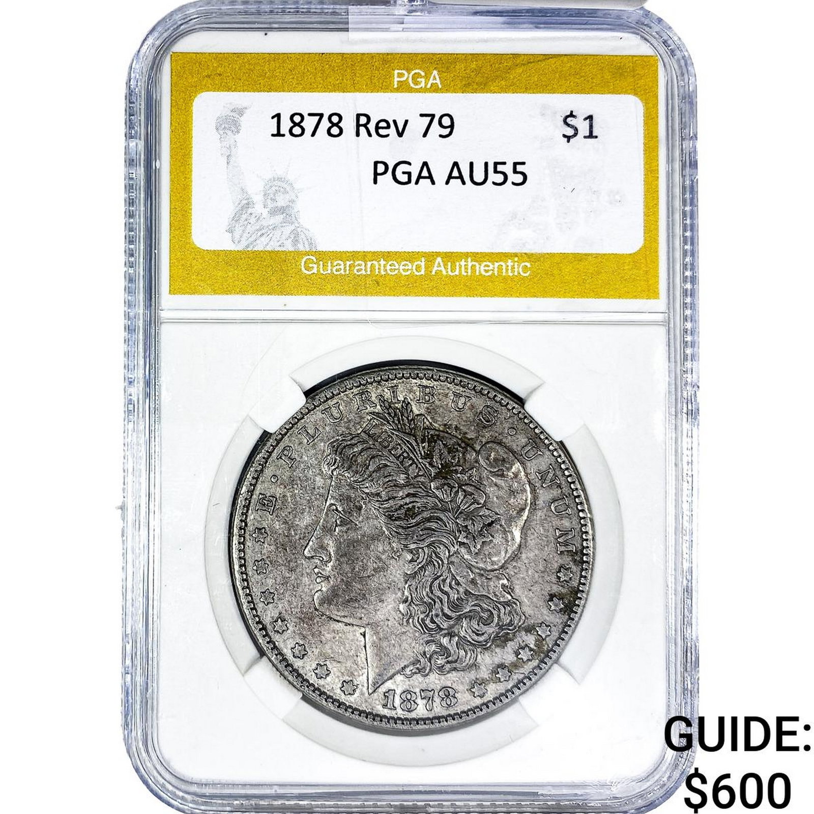 1878 Rev 79 Morgan Silver Dollar PGA AU55: 1878 Rev 79 Morgan Silver Dollar PGA AU55
