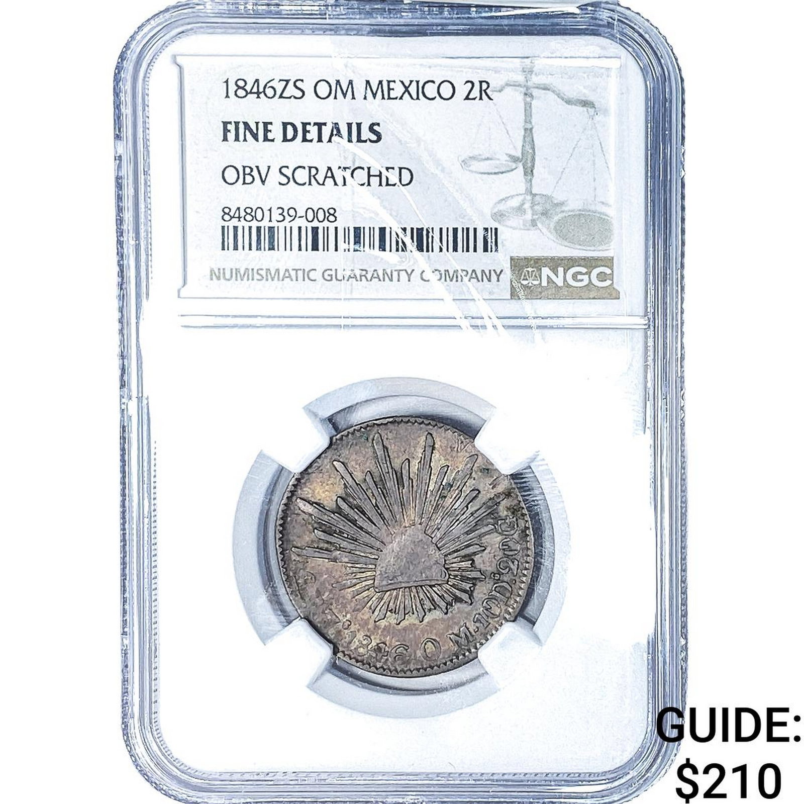 1846-ZS Mexico Silver 2 Reales NGC F Details: 1846-ZS Mexico Silver 2 Reales NGC F Details