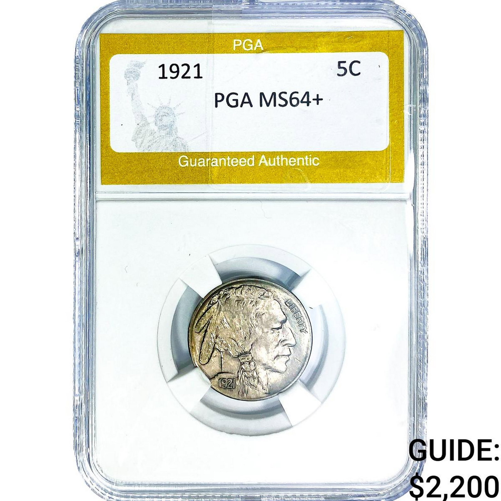1921 Buffalo Nickel PGA MS64+: 1921 Buffalo Nickel PGA MS64+