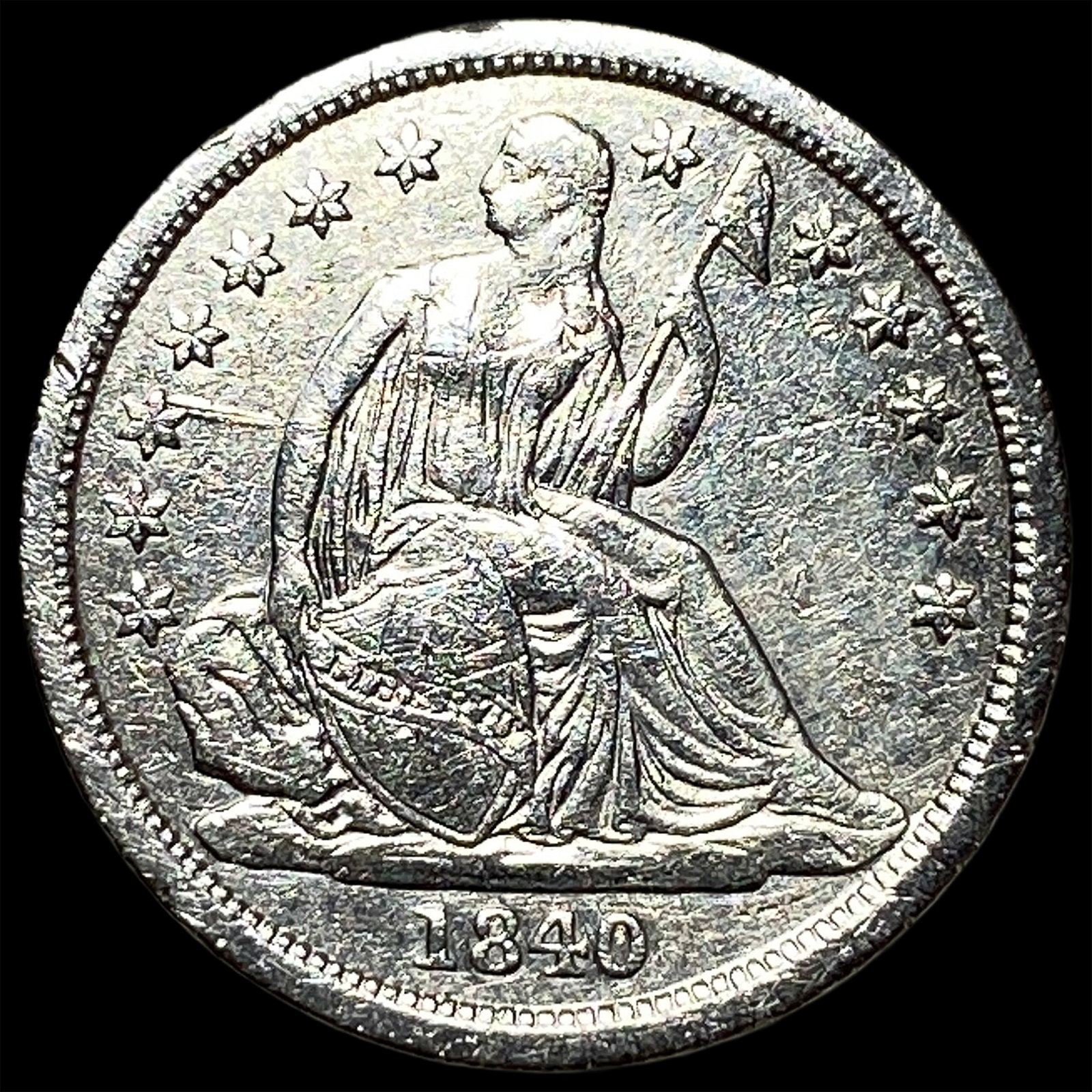 1840 Silver Seated Liberty Dime CLOSELY UNCIRCULATED: 1840 Silver Seated Liberty Dime CLOSELY UNCIRCULATED