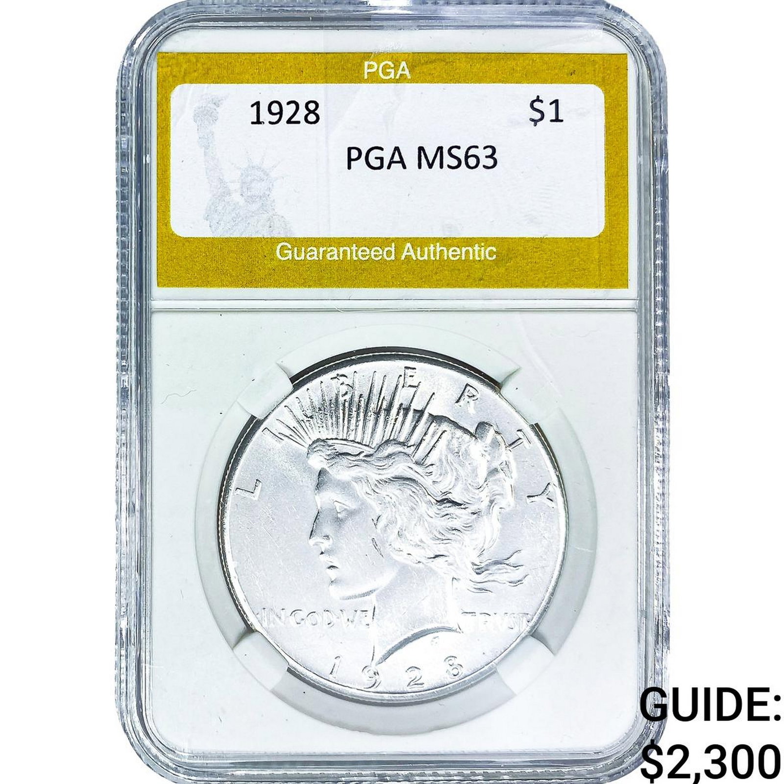 1928 Silver Peace Dollar PGA MS63: 1928 Silver Peace Dollar PGA MS63