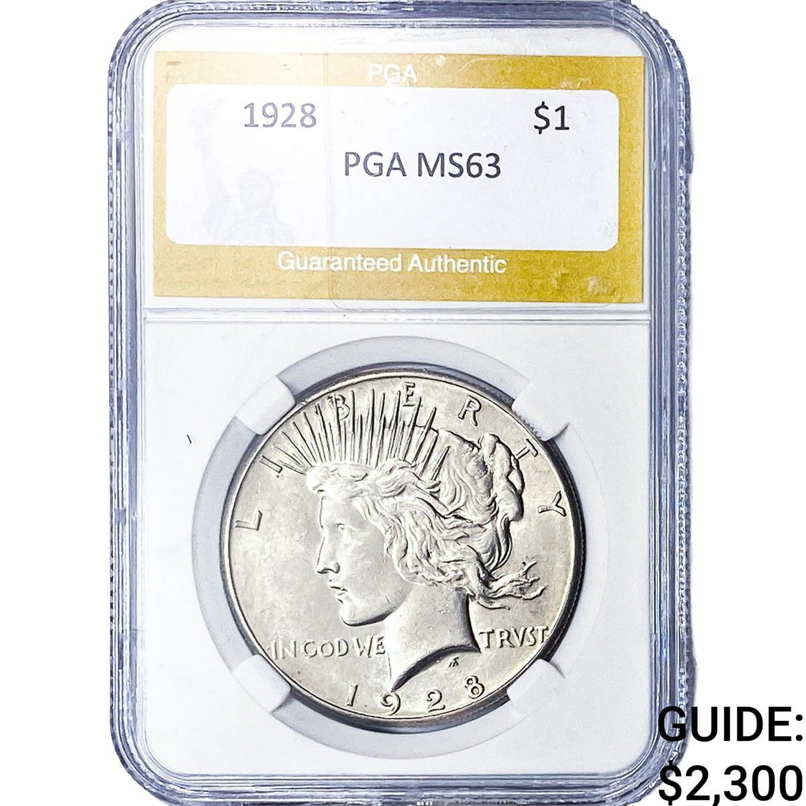 1928 Silver Peace Dollar PGA MS63: 1928 Silver Peace Dollar PGA MS63