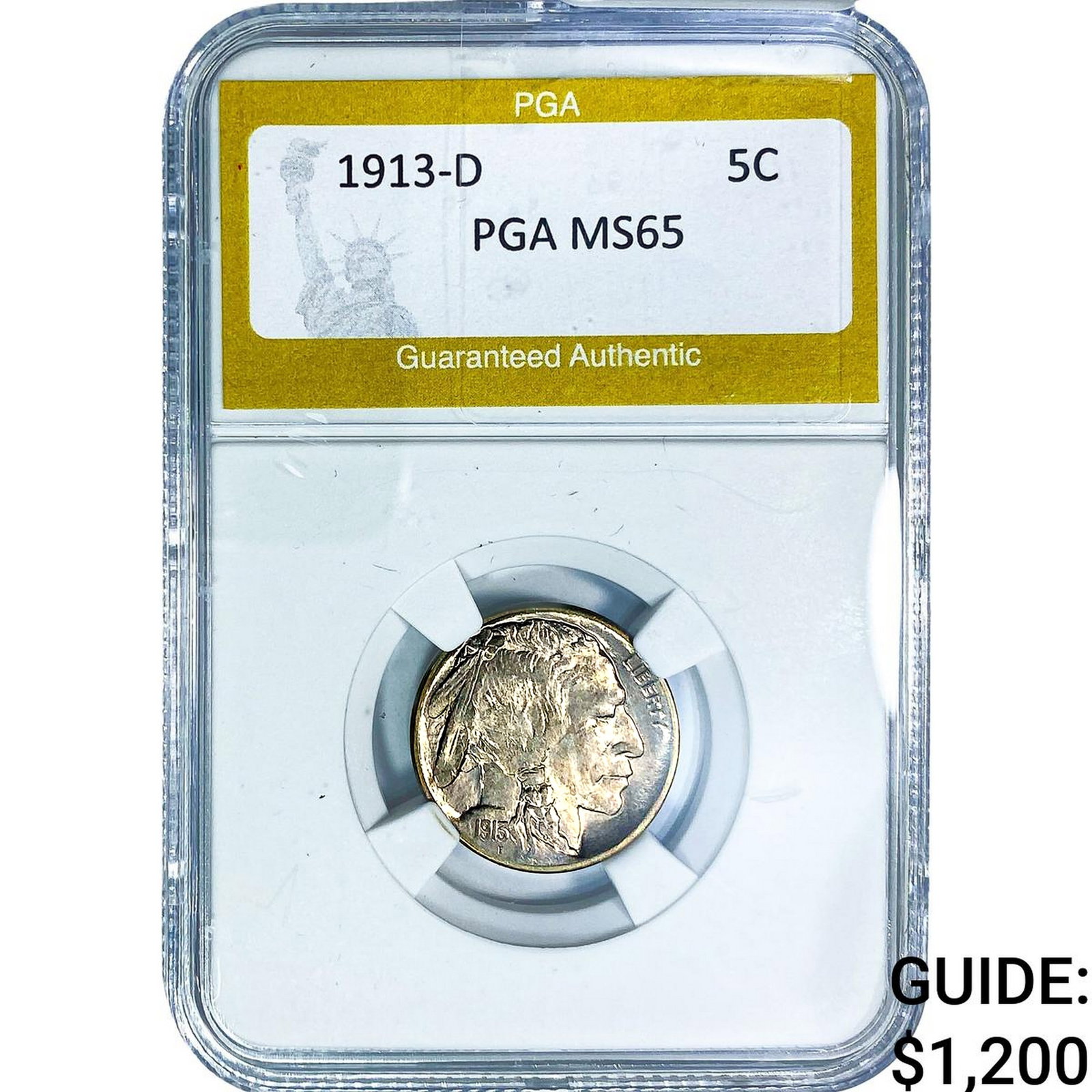 1913-D Buffalo Nickel PGA MS65: 1913-D Buffalo Nickel PGA MS65