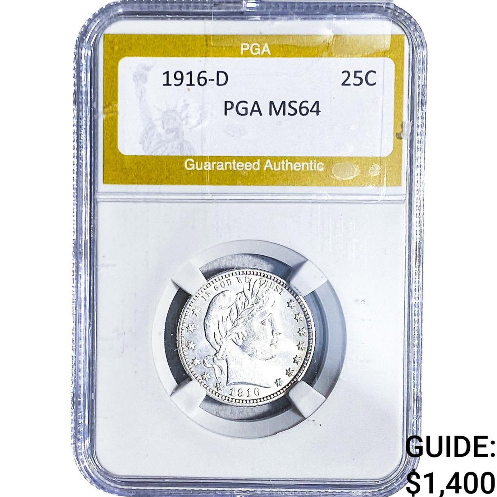 1916-D Barber Quarter PGA MS64: 1916-D Barber Quarter PGA MS64