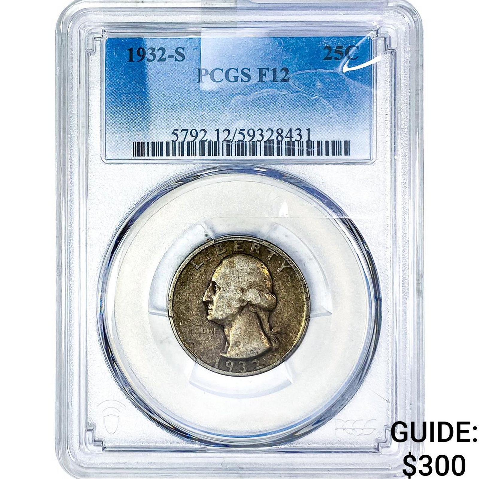 1932-S Washington Silver Quarter PCGS F12: 1932-S Washington Silver Quarter PCGS F12