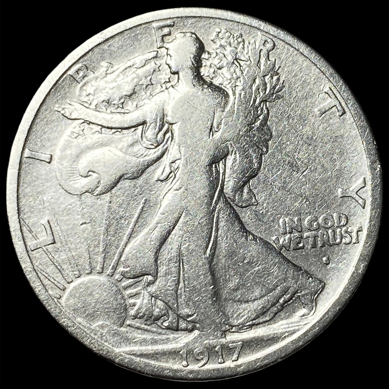 1917-S Obverse Silver Walking Liberty Half Dollar NEARLY UNCIRCULATED (1 of 2)