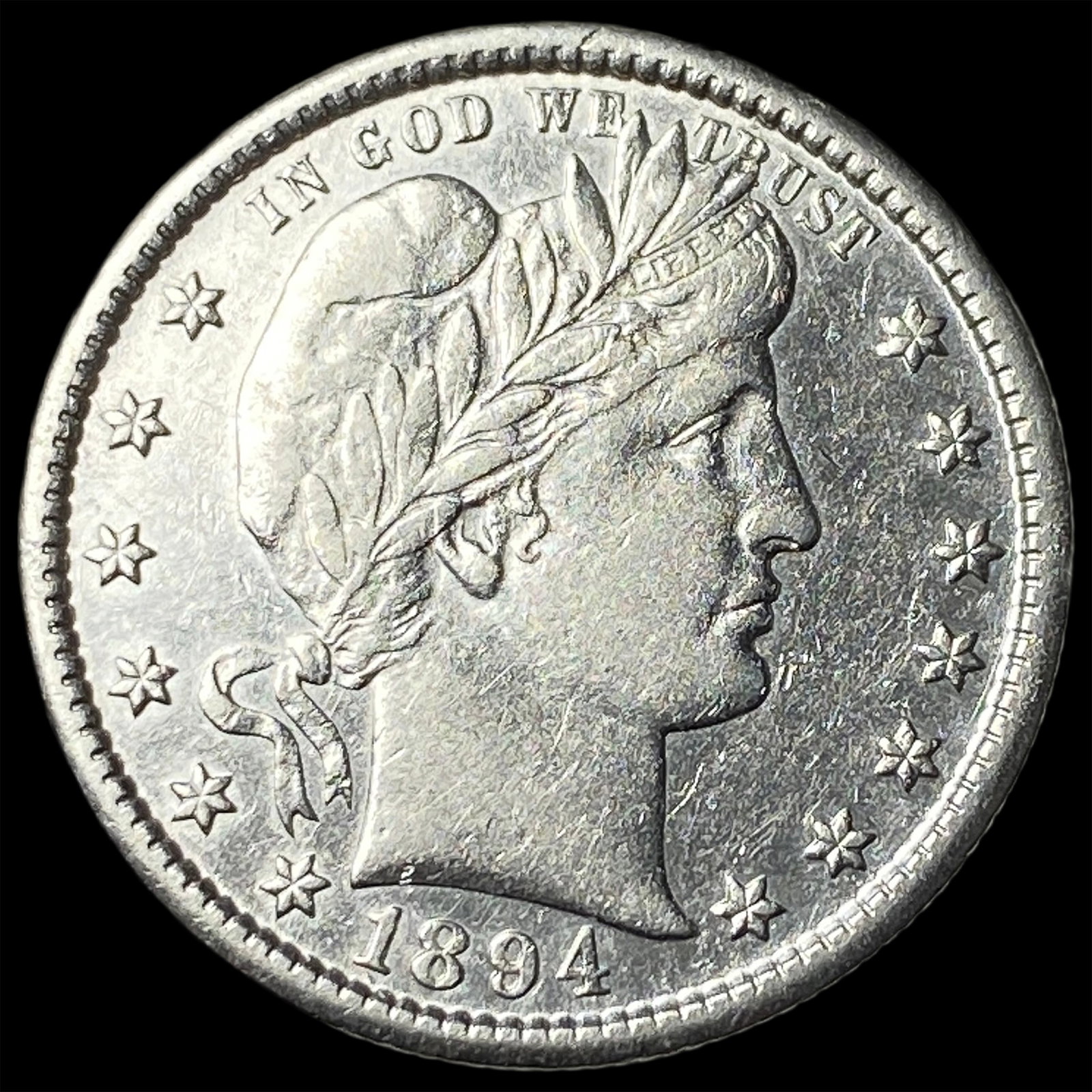 1894-S Silver Barber Quarter CHOICE AU: 1894-S Silver Barber Quarter CHOICE AU
