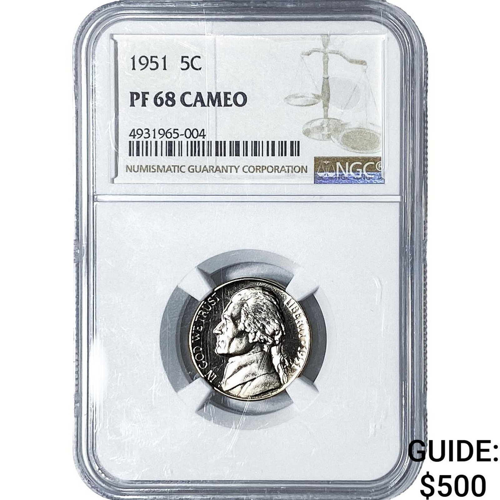 1951 Jefferson Nickel NGC PF68 Cameo (1 of 2)