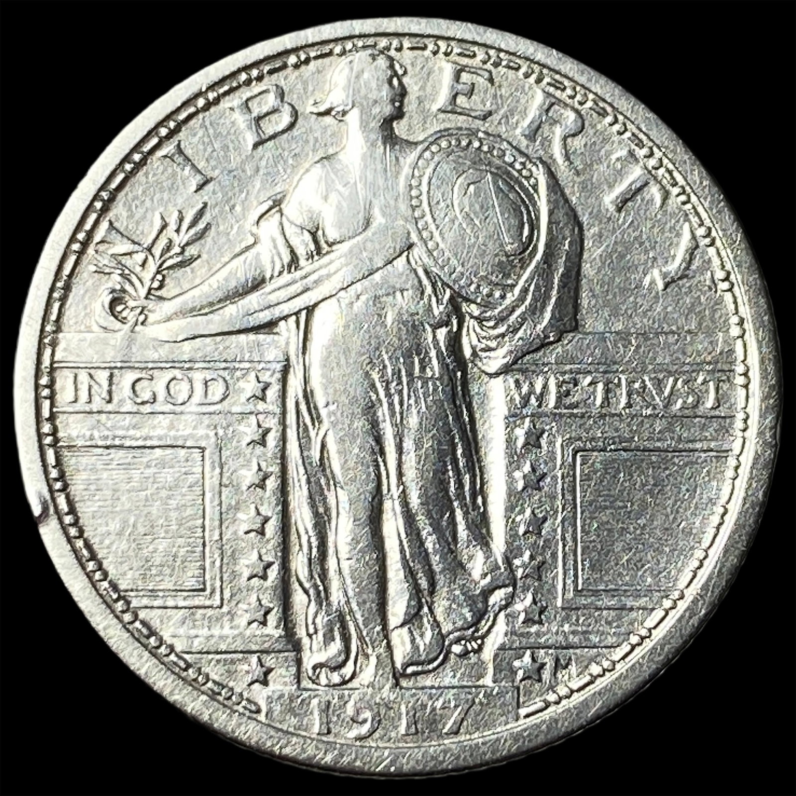 1917 Type 1 Silver Standing Liberty Quarter CHOICE AU: 1917 Type 1 Silver Standing Liberty Quarter CHOICE AU