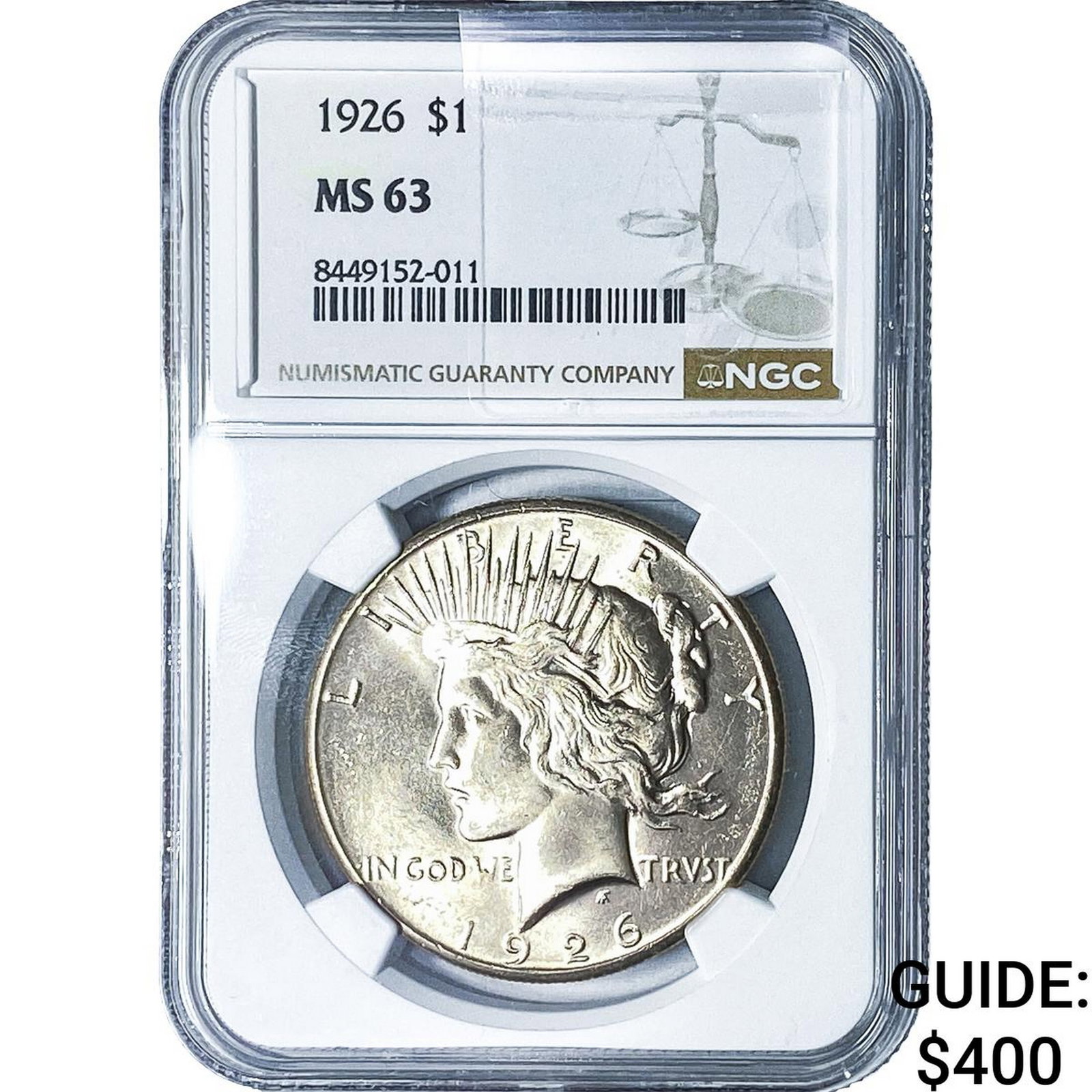1926 Silver Peace Dollar NGC MS63: 1926 Silver Peace Dollar NGC MS63