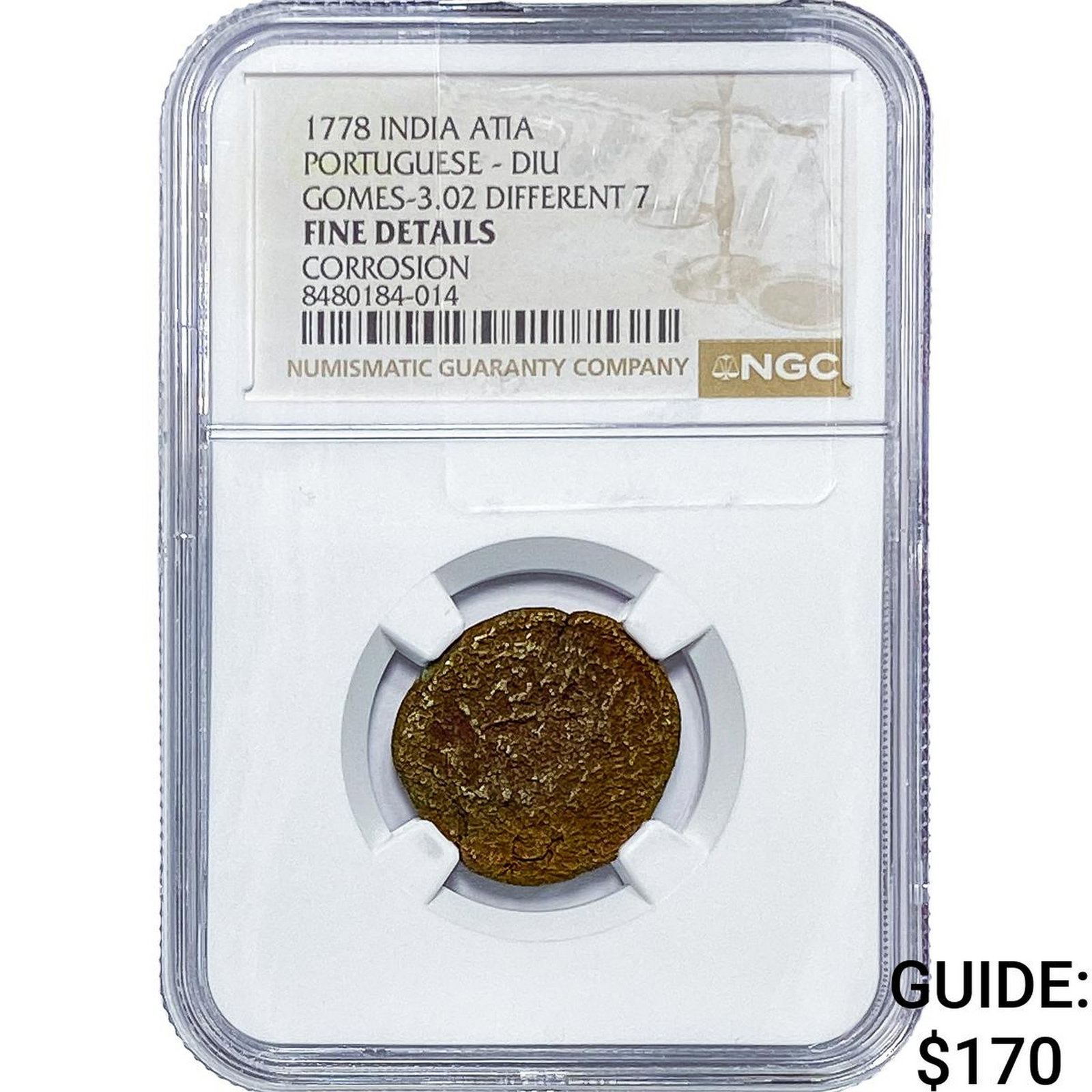 1778 Portuguese-India Copper Atia NGC Fine Details (1 of 2)