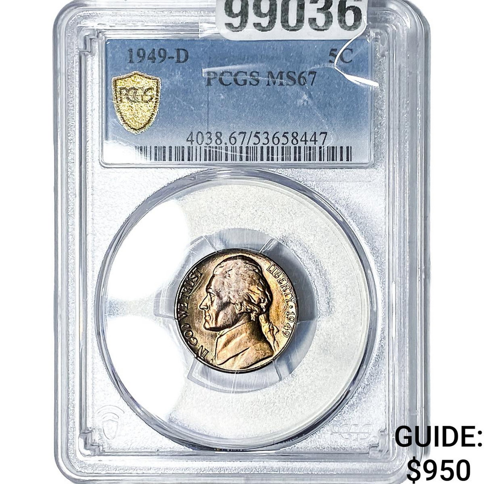 1949-D Jefferson Nickel PCGS MS67: 1949-D Jefferson Nickel PCGS MS67