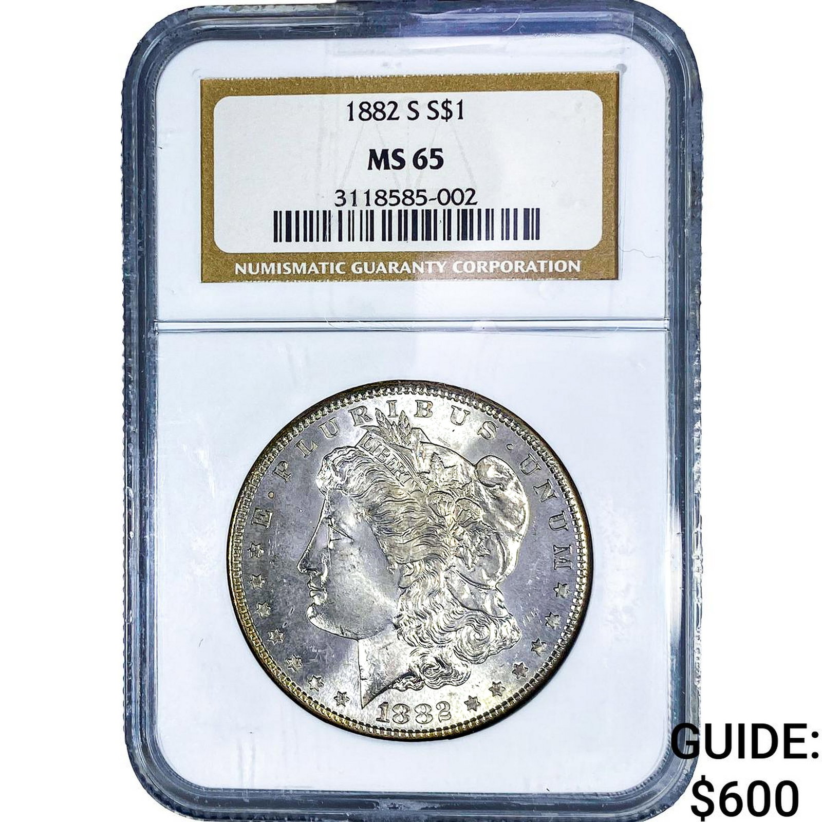 1882-S Morgan Silver Dollar NGC MS65: 1882-S Morgan Silver Dollar NGC MS65